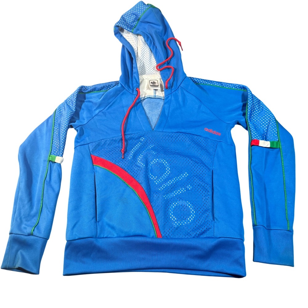 Adidas Italia FIFA World Cup 2006 Germany Kids Blue Hoodie Soccer Pullover Small
